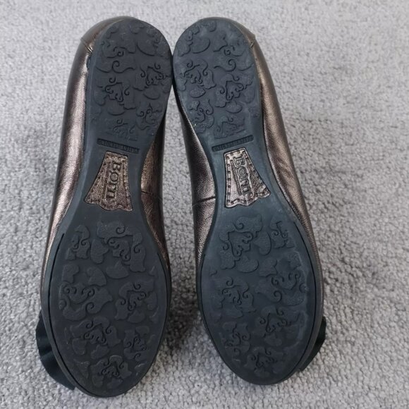 Born Molly Ballet Flats Womens 6 Comfort Shoes Slip On Bow Brown Bronze Leather - Picture 4 of 11